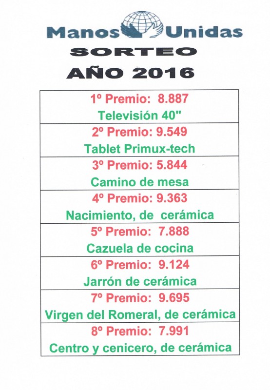 Sorteo Manos Unidas